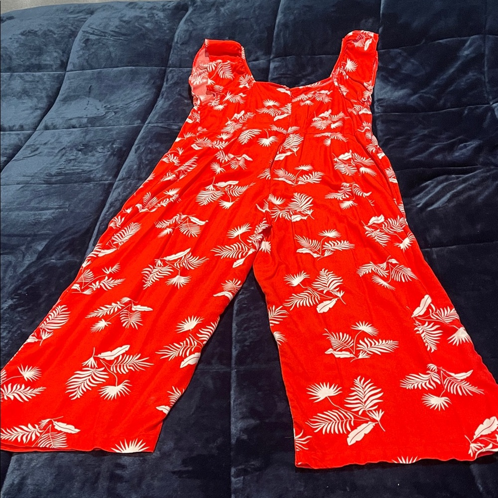 St. John's Bay Red Leaf Print Jumpsuit - Picture 6 of 10